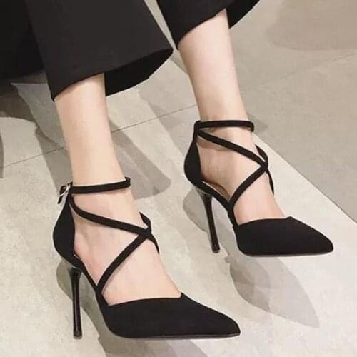 Sexy Lace Pointed Toe Womens High Heels Stiletto Spring And Summer Hollow Womens Single Shoes Professional Ladies Sandals