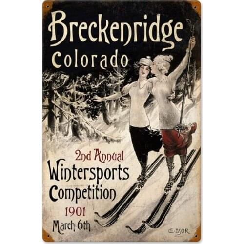 Ski Breckenridge,Tin Sign Vintage Funny Creature Iron PainTing Metal Plate Novelty