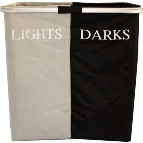 Foldable Laundry Basket, Aluminum Tube, Double Grid, Home Fabric, Clothing Storage, Two-Color Laundry Basket