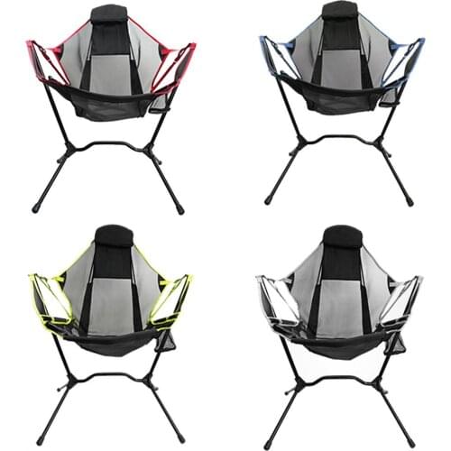 Portable Camping Chair Seat Folding Rocking Chair Fishing Chair Beach Chair With Pillow For Outdoors Travel Fishing BBQ Picnic