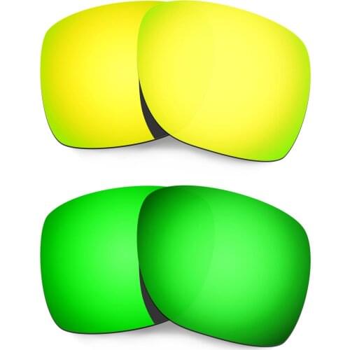 HKUCO For Deviation Sunglasses Replacement Polarized Lenses 2 Pairs - Gold&Green