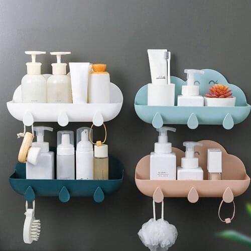 Bathroom Storage Rack, Perforation-Free Cloud, Bathroom And Toilet Wall-Mounted Multifunctional Storage Rack, Non-Marking Paste