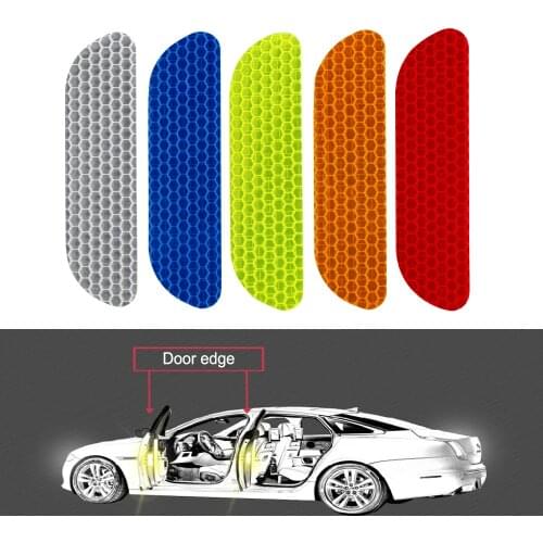 Reflective Strips 4 Pieces/set 5 Colors Car Reflective Stickers Warning Tape Car Door Wheel Eyebrow Sticker Decal Safety Mark