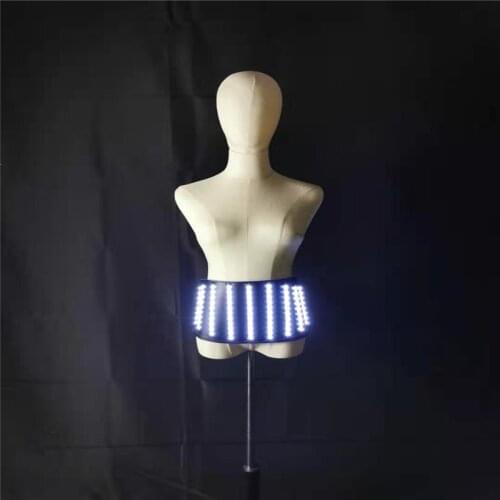 P89 Party dance wears led costumes singer luminous led belt glowing luminous led dress outfit perform stage cloth disco props dj