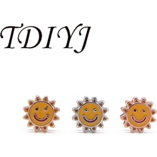 TDIYJ Sun Flower Smile Life Slide Charms Fit For 8MM Stainless Steel Mesh Bracelets Women Jewelry 12Pcs/lot