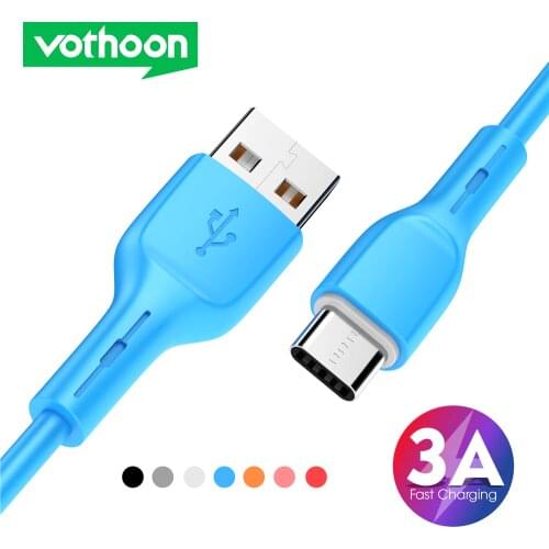 Vothoon 3A Fast Charging USB Type C Cable For Samsung S10 S9 Xiaomi Huawei USB C Charger Data Cable Mobile Phone Cable Wire