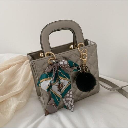 Ladies Handbag small Ribbon Hair ball Shoulder bags for women Tote bag PU Leather female Messenger bag Brand Designer bolsa red