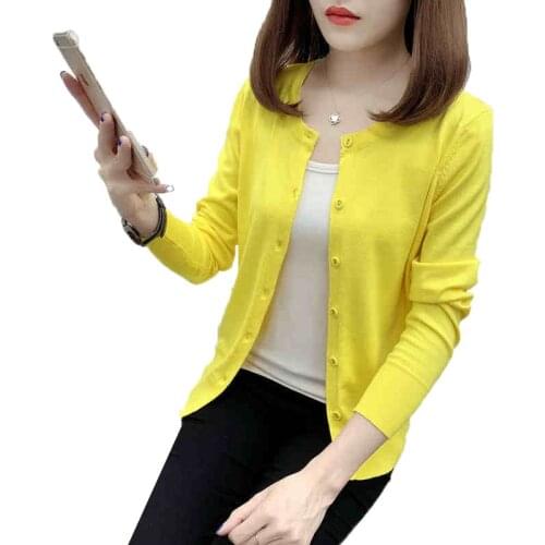 Spring Autumn Clothing New Round Neck Sweater Female Thin Knitted Sweater Women Cardigan Outside Shawl Air Conditioning Shirt 10