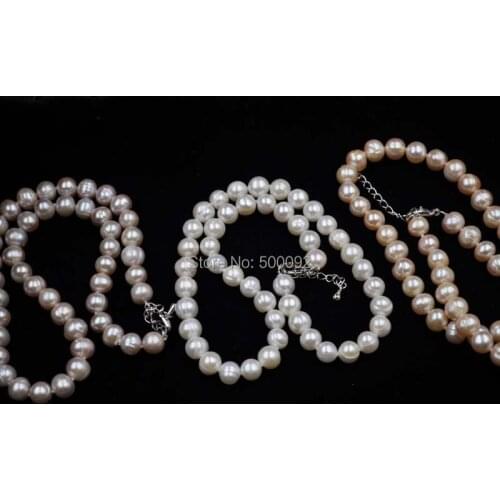 9mm genuine cultured freshwater pearl necklace for women free shipping