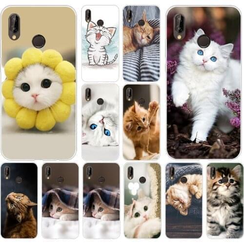 04AS Cute Cat Kitten Soft Silicone Tpu Cover phone Case for Huawei Honor 20 Pro view 10 P8 P9 Mate 10 lite 2017