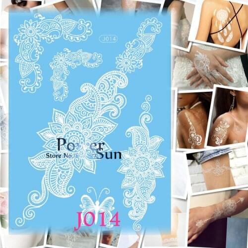 1PC Wedding Bridal Henna Lace Tattoo White Ink Flower Arm Sleeve Tattoo Body Art Waterproof Temporary Mehndi Tattoo Sticker PJ14
