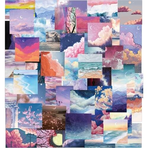 10/30/50Pcs Kawaii INS Style Oil Painting Stickers for Laptop Travel Suitcase Guitar Waterproof Decals Aesthetic Sticker Kid Toy