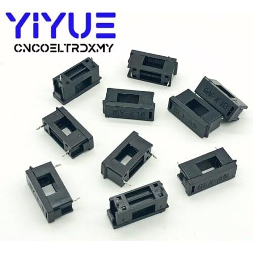 10Pcs 5x20mm Fuse Holder With Cover Chassis/Panel Mount BLX-A Black For PCB Board