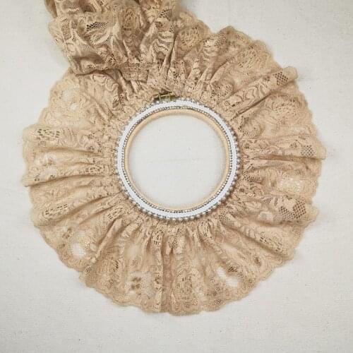 2Meters Blue Skin Guipure Elastic Lace Fabric Sewing Laces Ribbon Ruffle Pleated Fabric For Doll Wedding Dresses dentelle 9cm