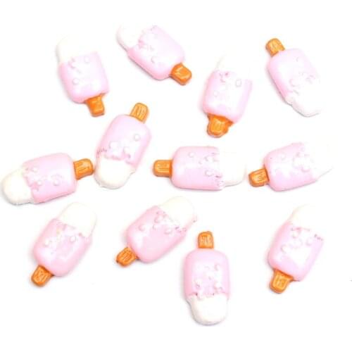 20Pcs Pink Cute Ice Cream Resin Decoration Crafts Beads Frame Flatback Cabochon Scrapbook DIY Embellishments Accessories