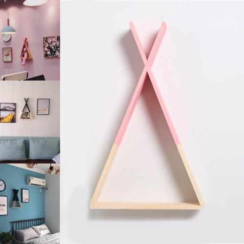 2019 Hot Sale Creative Triangle Wall Frame House Shelf Display Rack Crafts Storage Rack Living Room Bedroom Children Room Decor