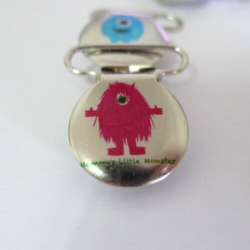 25pcs Hot Pink Moms Monster Enamel Suspender Clips