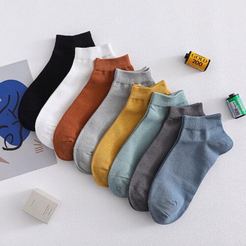 Anewmorn NEW Cotton Boat Socks Man&Woman College Style Fashion Socks Solid Colors 8 Kinds Of 4 Seasons Casual Invisible Sokken