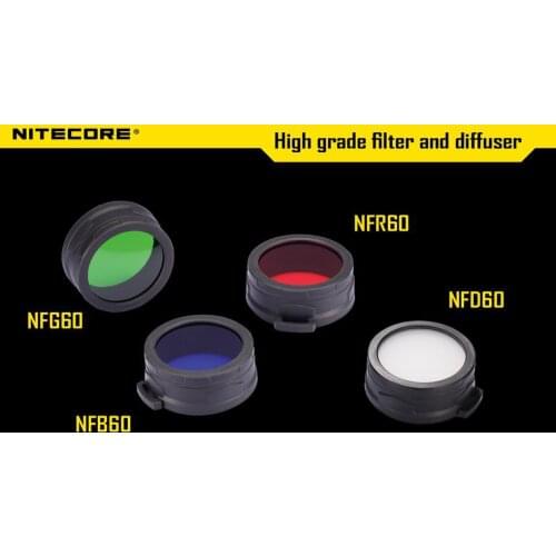 Free shipping 1PC Nitecore Colour Filter(60mm) NFR60 NFB60 NFG60 NFD60 suitable for EA8 TM15 flashlight with head of 60mm