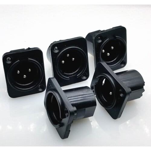 Free shipping plastic XLR socket 3 pin XLR male socket Panel Mount Chassis Socket Connector adapter 10pcs/lot