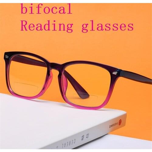 Bifocal Reading Glasses Women Anti Blue Light Prebyopia Eye glasses Men Driving Hyperopia Eyeglasses+1.0to+4.0 Unisex NX