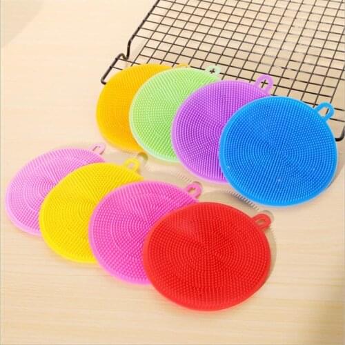 5Pcs/lot Cleaning Brushes Soft Silicone Scouring Pad Washing Sponge Dish Bowl Pot Cleaner Cleaning Tool Kitchen Accessories
