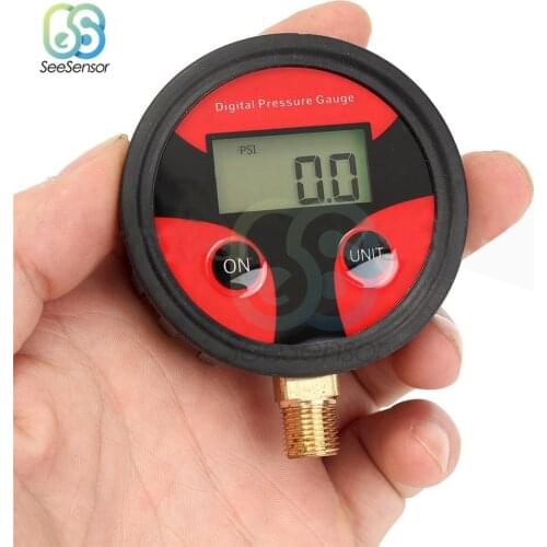 0-200PSI LCD Digital Air Pressure Gauge Dial Meter Tester Copper Rubber Tire Pressure Gauge Tool for Car Truck Bike Auto Car