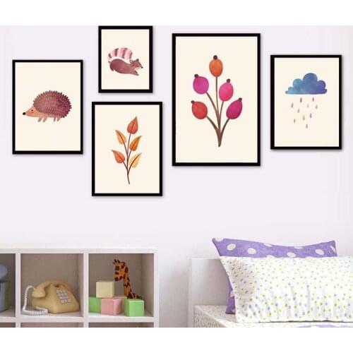 Plant Flowers Canvas Paintings Animal Prints Yellow Leaves Poster Decorative Picture for Living Room Home Decor