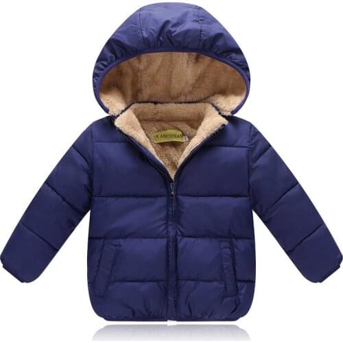 ZWY1284 Childrens Coat Winter Fleece Outdoor Jackets For Boys Girls Warming Hooded Plush Cotton Jacket Baby Boy Clothing