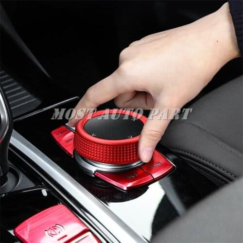 Interior Console iDrive Multimedia Knob Cover For BMW 5 7 Series G30 G31 G11 G12 2016-2020 Red/Silver Car decoration Car Trim