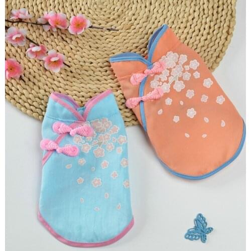 Chinese Tang Small Dog Clothes For A Cat Yorkshire Terrier Puppy Summer Dress Vests For Dogs Maltese Pomeranian Pet Clothing