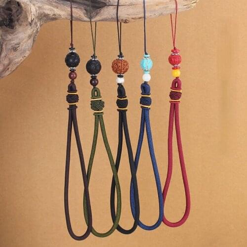 Chinese Style Vajra Bodhi Ebony Turquoise Cinnabar Mobile Phone Lanyard Short Phone Wrist Key Personality Phone Chain