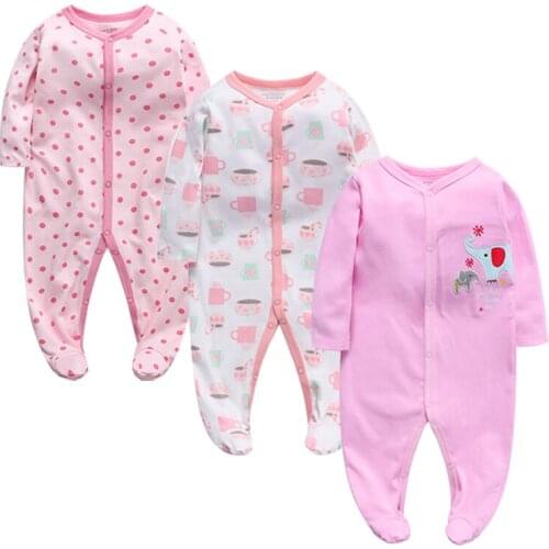 100%cotton Summer Baby Boy Newborn Jumpsuit Long Sleeve Cotton Pajamas 0-12 Months Rompers Baby Clothes 3pcs/lot