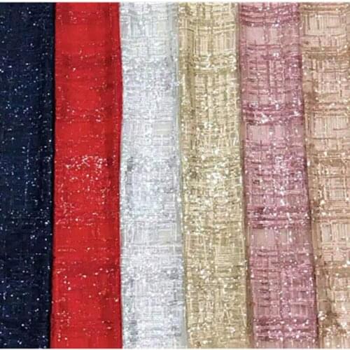 Shiny Stripes Sequins Embroidery Lace Fabric For Wedding Dress Designer Fabric By The Meter