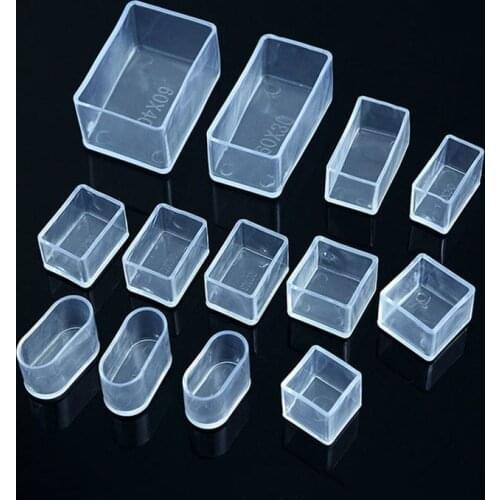 16 Pcs Square Transparent Chair Foot Cover Table Leg Foot Pad Protection Covers Socks Chair Leg Caps Floor Protectors Home Decor