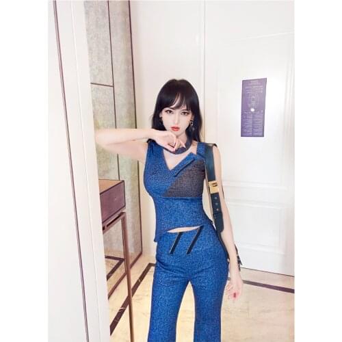 New summer and autumn office lady Fashion casual brand tall female women girls sleeveless vest pants thin suits sets clothing