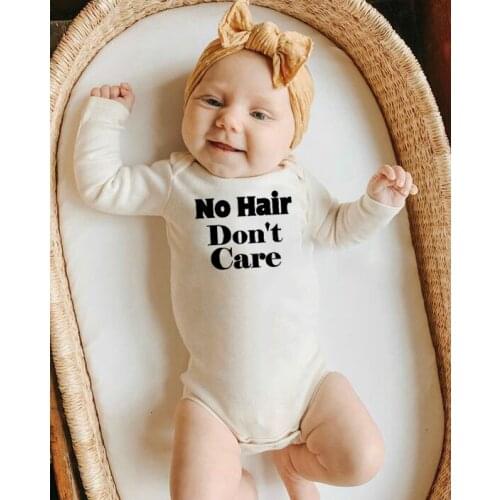 Autumn Spring Funny Baby Romper No Hair Don't Care Print Newborn Infant Boys Girls Long Sleeve Jumpsuit ToddlerPlaysuit