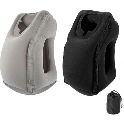 PVC Inflatable Travel Sleeping Bag Portable Cushion Neck Pillow for Outdoor Airplane Flight Train Office Foldable Nap Pillow