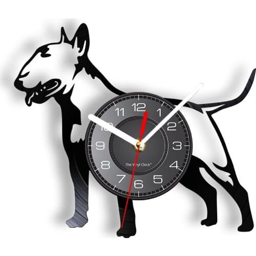 Bulldog Terrier Vinyl Record Wall Clock Buldogue Home Decor English Bully Vinyl Album Dangerous TigerDog Record Clock Wall Watch