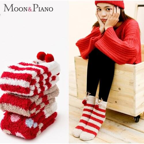 Woman Socks Thickened Half Velvet Floor Coral Floor Sock Comfortable Soft Sleeping Winter Cute Cartoon Animal Christmas Gift
