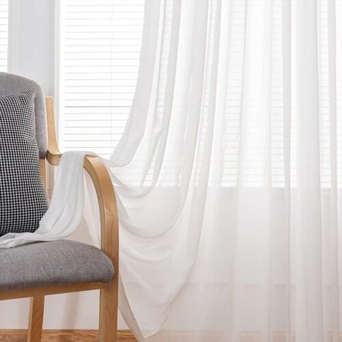 Elka Solid White Tulle Sheer Window Curtains for Living room the Bedroom Modern Tulle Organza Voile Curtains cheap curtains door