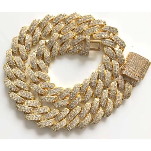 16Inch-26Inch New Lock Clasp 19mm Heavy Iced Out Cuban Chains Necklace