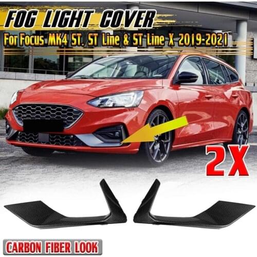 Carbon Fiber Look Car Front Fog Light Cover Fog Lamp Cover Trim for Ford Focus MK4 ST ST Line & ST Line X 2019-2021