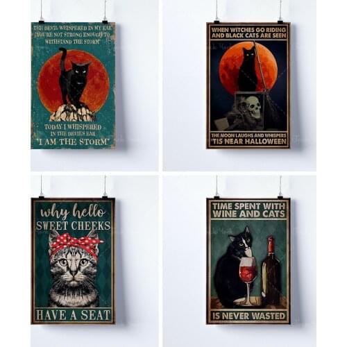 Black Cat Poster, When Withches Go Riding And Black Cats Are Seen Print, Cat Art Print, Black Cat Poster, Vintage Poster