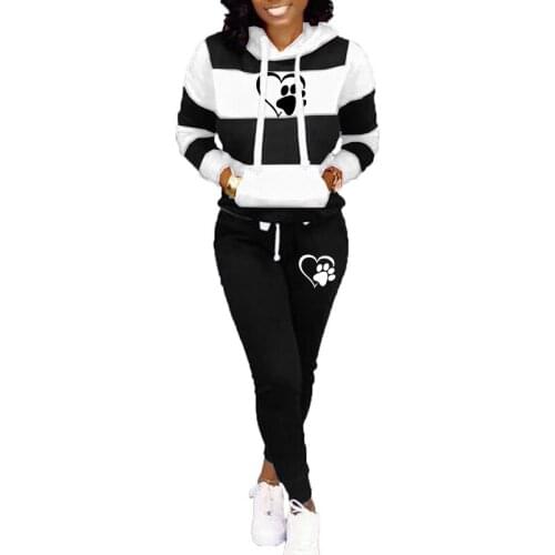 Casual Two Piece Outfits Pullovers Hoodies and Elastic Waist Jogger Pants Spring Autumn Tracksuit Woman Suit Female Sets 2021