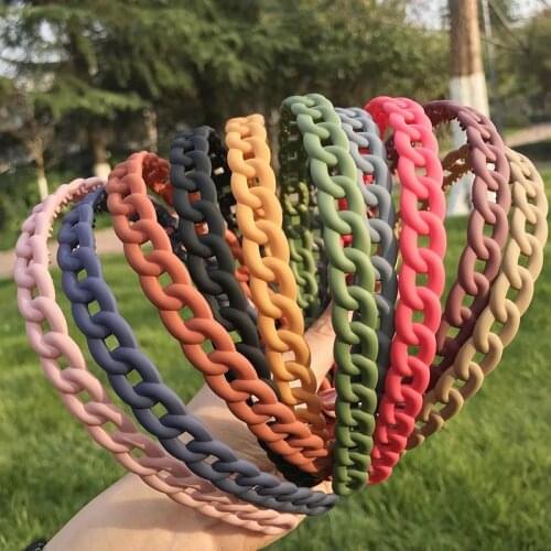 Vintage Headbands for Hair Woman Hair Band Simple Candy Color Chain Bezel for Hair Hair Hoop Headband Bezel Hair Accessories
