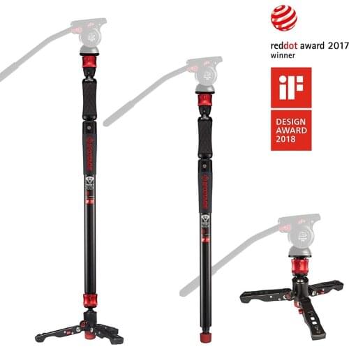IFOOTAGE Video Monopod Professional 71" Aluminum Telescopic Monopods with Folding Three Feet Support Base Compatible for DSLR Ca
