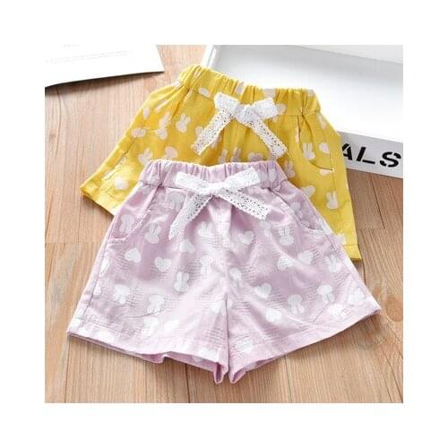 Girls' Cute Shorts 2020 New Summer Korean New Baby Girl Cartoon Printed Full Casual Short Pants Childrens Clothing Wild Shorts