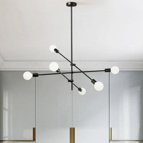Modern Chandelier Black For Dining Room Fixtures Art Deco Restaurant Golden Hanging Lamp Living Bedroom Lustre Adjustable Angle