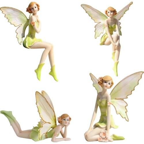 Flower Fairy Angel Figurines Home Ornament Fairy Garden Miniatures Resin Beautiful Girl Figurines Wedding Decor For Garden Decor